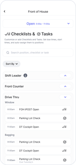 Shift Checklists & Tasks